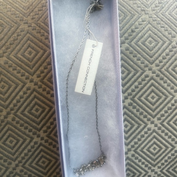 French Connection Silver Crystal Necklace NWT - Picture 7 of 7